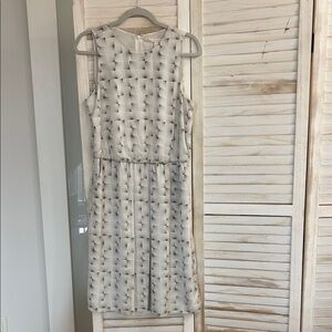 Nordstrom Silk Geometric Gray Midi Dress